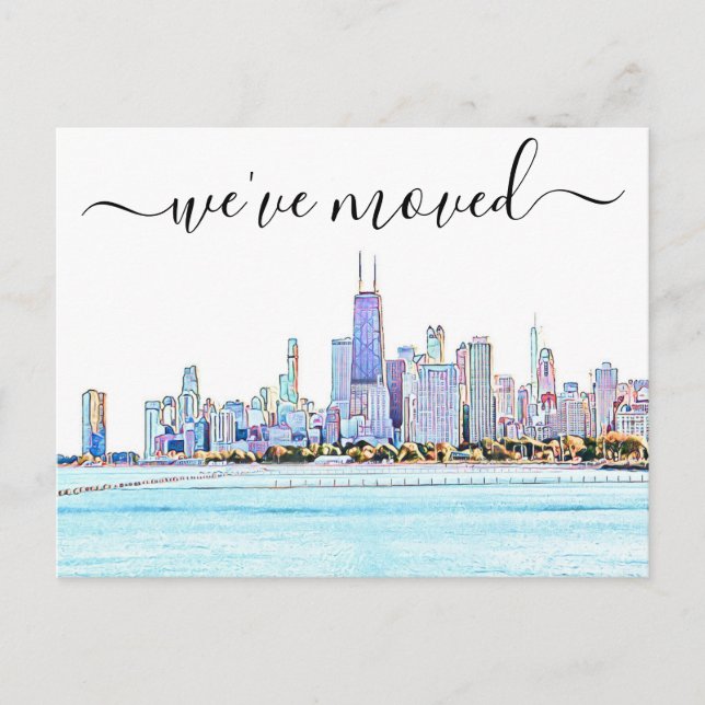 Chicago Skyline Moving Announcement Postcard (Front)