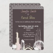 Chicago Skyline Navy blue lace elegant