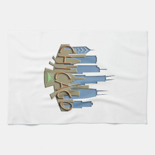 Chicago Skyline newwave beachy Tea Towel