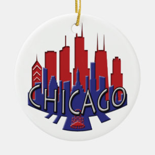 Chicago Skyline newwave patriot Ceramic Ornament