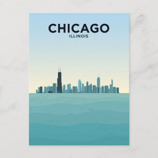 Chicago Skyline Over Lake Postcard