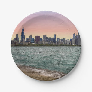 Chicago Skyline Painterly Paper Plate