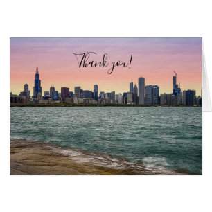 Chicago Skyline Painterly Thank You Card