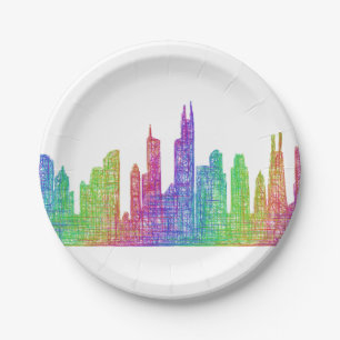 Chicago skyline paper plate