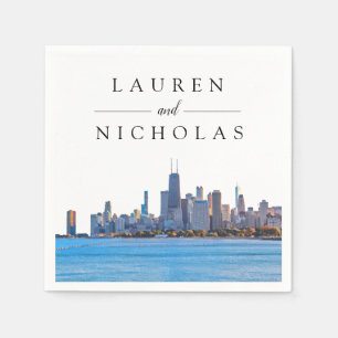 Chicago Skyline Personalised Wedding Napkins