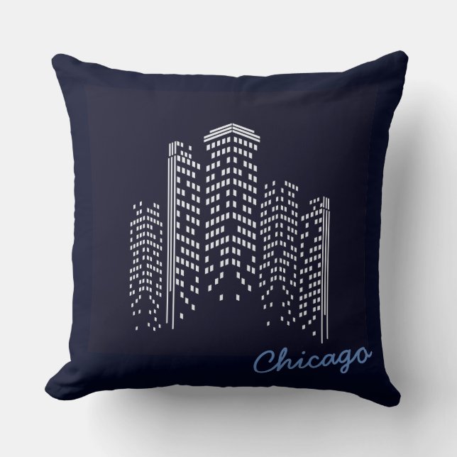 Chicago Skyline Polyester Pillow (Front)
