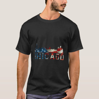 Chicago Skyline Red White And Blue T-Shirt