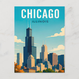Chicago Skyline Reflections Postcard