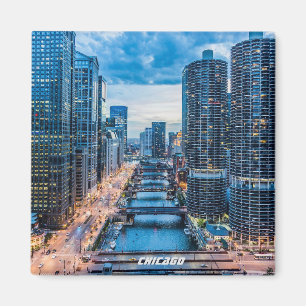 Chicago Skyline River City Magnet