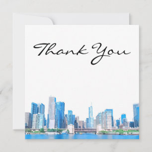 Chicago Skyline River View Thank You Card
