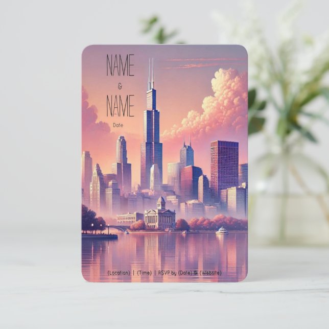 Chicago Skyline RSVP Card (Standing Front)