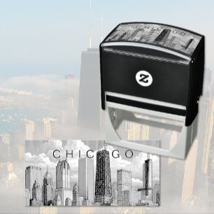 Chicago Skyline Self Inking Rubber Stamp