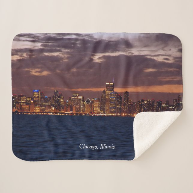 Chicago Skyline sherpa blanket (Front (Horizontal))