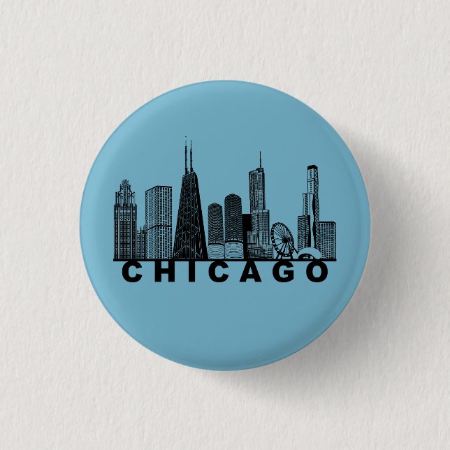 Chicago Skyline Silhouette  3 Cm Round Badge (Front)