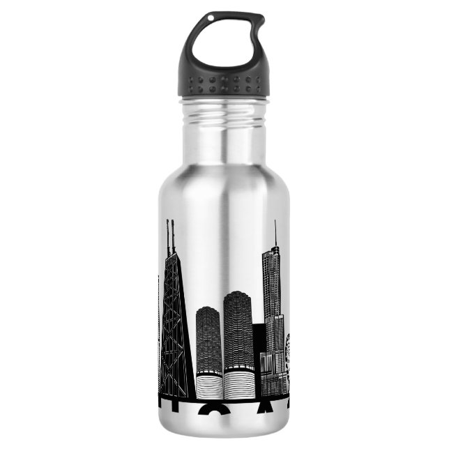 Chicago Skyline Silhouette  710 Ml Water Bottle (Front)
