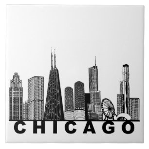 Chicago Skyline Silhouette  Ceramic Tile