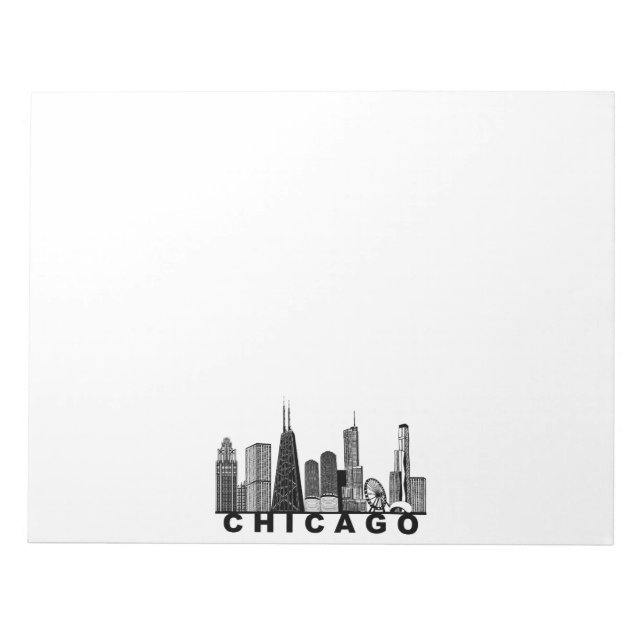 Chicago Skyline Silhouette  Notepad (Front)