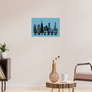 Chicago Skyline Silhouette  Poster