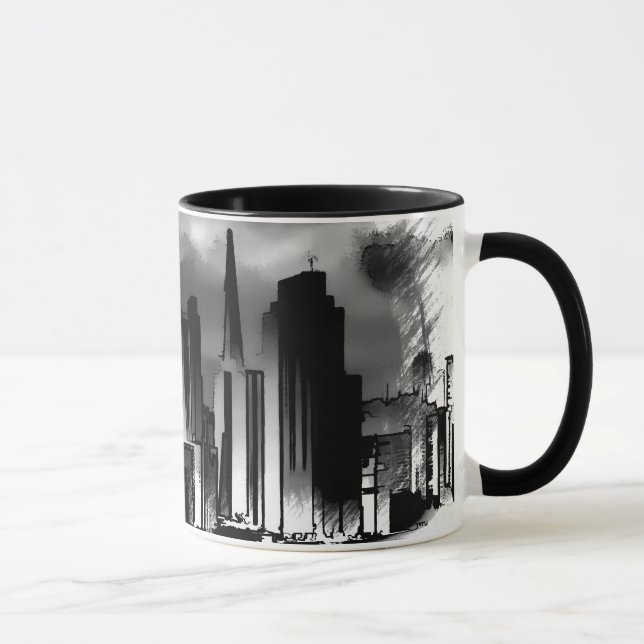 Chicago Skyline Sketch in Black and White Mug (Right)