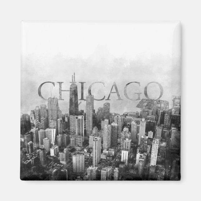 Chicago Skyline Sketch Magnet (Front)