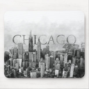 Chicago Skyline Sketch Mouse Pad