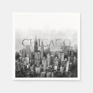 Chicago Skyline Sketch Napkin