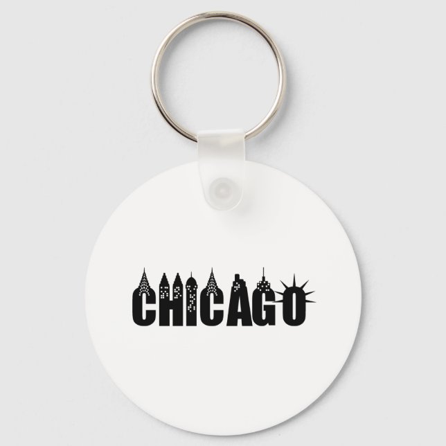 Chicago Skyline Skyscraper City Pride Key Ring (Front)
