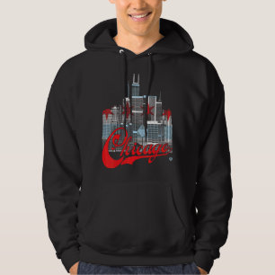 Chicago Skyline Squared  Chicago Flag Hoodie