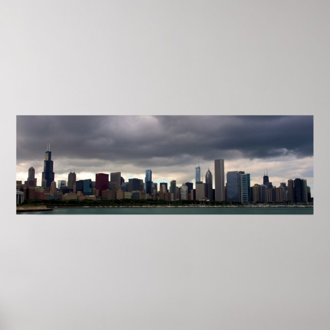 Chicago Skyline - Stormclouds - Colour Poster (Front)