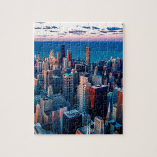 Chicago Skyline Sundown Jigsaw Puzzle