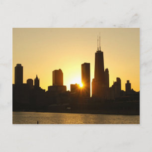 Chicago Skyline Sunset Postcard