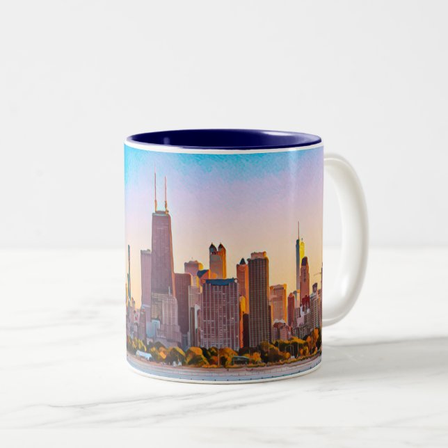Chicago Skyline Two-Tone Coffee Mug (Front Right)