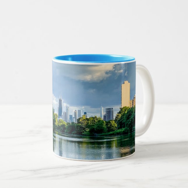 Chicago Skyline Two-Tone Coffee Mug (Front Right)