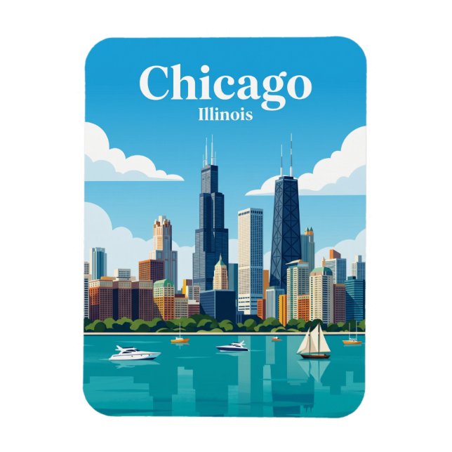 Chicago Skyline USA Magnet (Vertical)