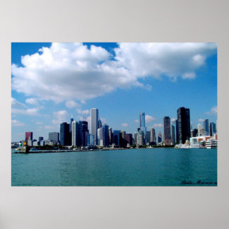 Chicago skyline view from Navy Pier Poster