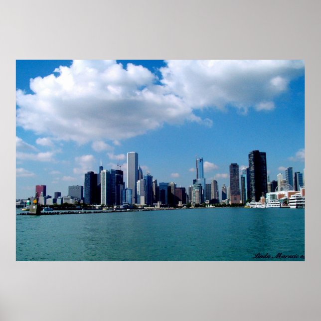 Chicago skyline view from Navy Pier Poster (Front)