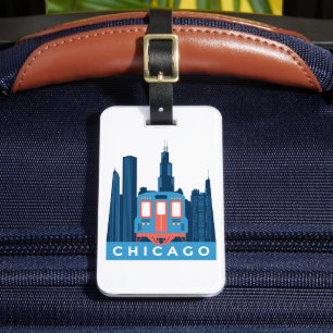 Chicago Skyline Vintage Travel Luggage Tag
