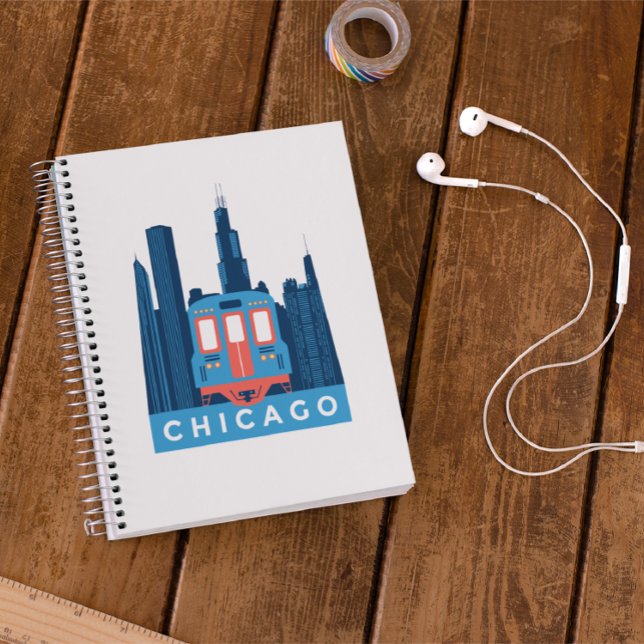 Chicago Skyline Vintage Travel Photo Notebook (chicago cityscape notebook)