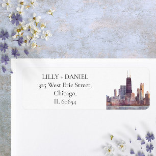 Chicago Skyline Watercolor Return Address Label