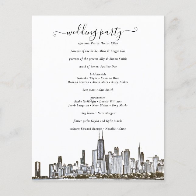 Chicago Skyline Wedding Program Flyer (Back)