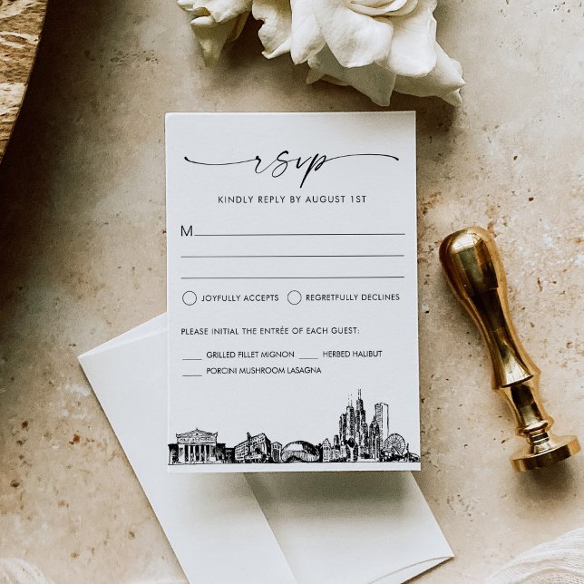Chicago Skyline Wedding RSVP Response Card (Creator Uploaded)