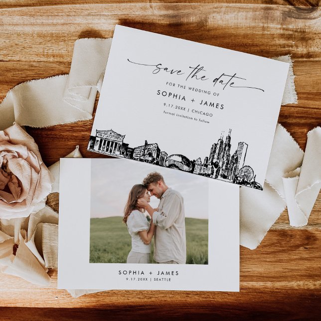 Chicago Skyline Wedding Save the Date Card (Creator Uploaded)