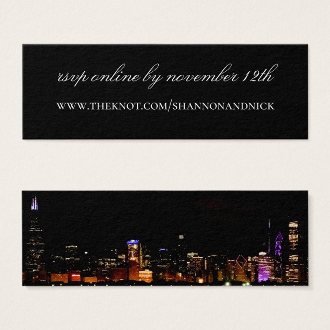 Chicago Skyline Wedding Website Enclosure Card (Front & Back)