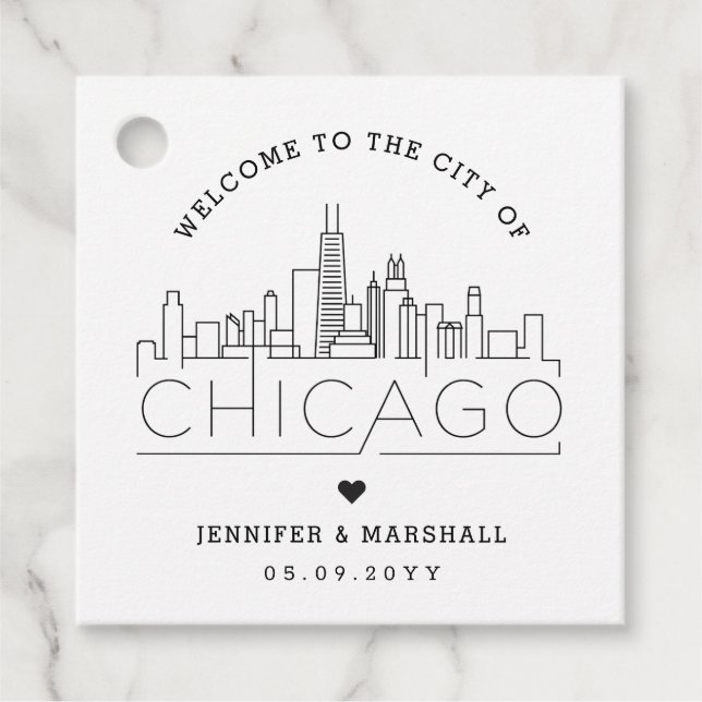 Chicago Skyline | Wedding Welcome Favour Tags (Front)