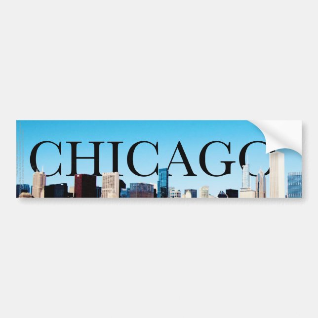 Chicago Skyline with CHICAGO in the Sky Bumper Sticker (Front)