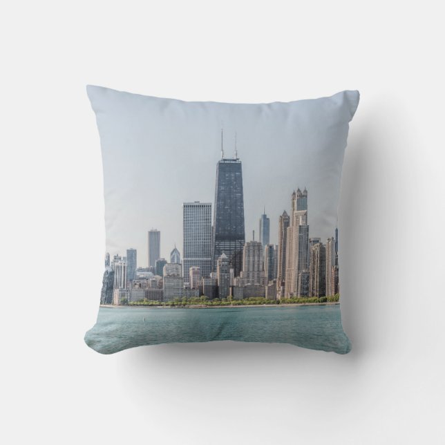 Chicago Skyline With Lake Michigan Cushion (Front)