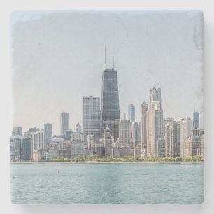 Chicago Skyline With Lake Michigan Stone Coaster