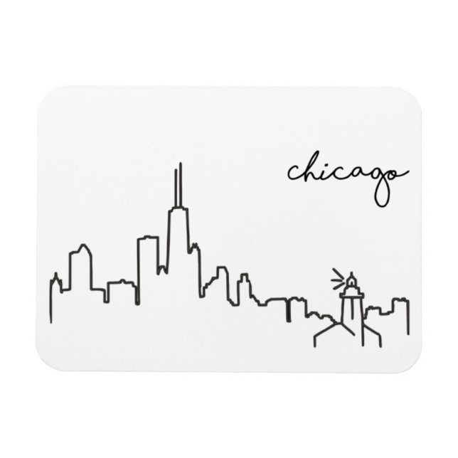 Chicago Skyline with Lighthouse Magnet (Horizontal)