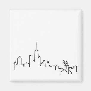 Chicago Skyline with Lighthouse Small Magnet - 2x2