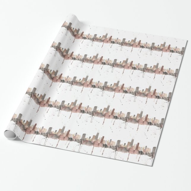 Chicago Skyline Wrapping Paper (Unrolled)